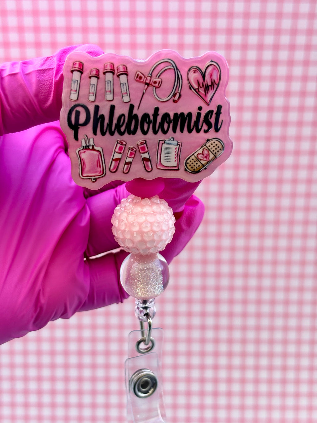 Phlebotomist beaded badge reel