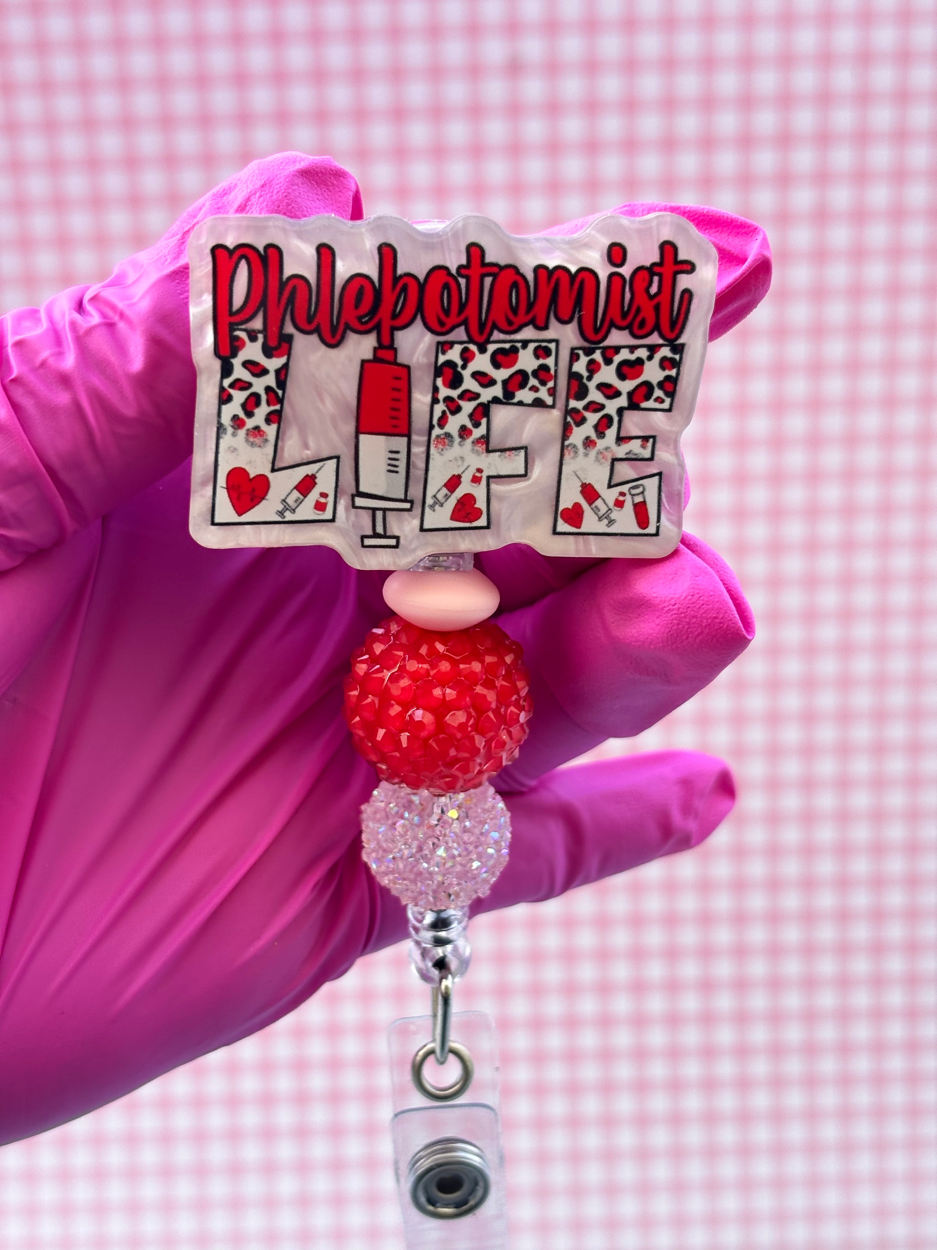 Phlebotomist beaded badge reel