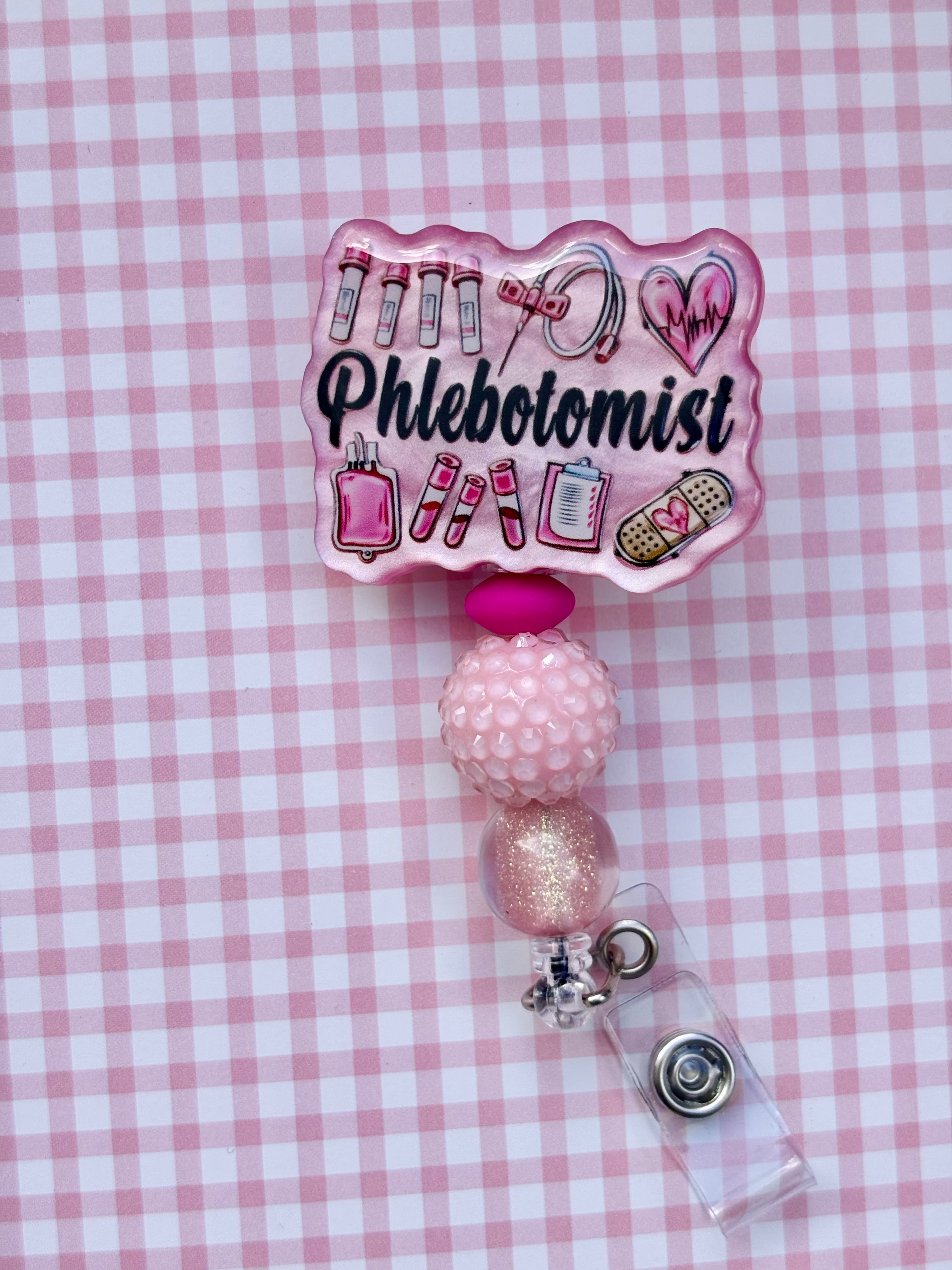 Phlebotomist beaded badge reel